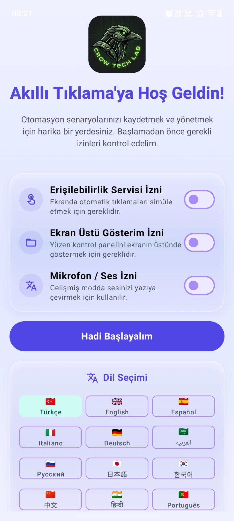 Akıllı Tıklama Hoş Geldiniz Ekranı